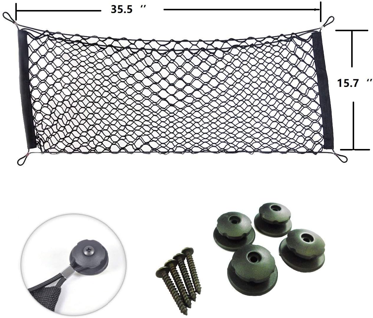 x xotic tech 1PC Stretchable Double-Layer Vertical Envelope Style Cargo Truck Storage Net Bag w/Hook Interior Accessories Universal for Most Cars, SUVs, Vans, Trucks, Black Nylon (Size: 35.5" x 15.7") image 2