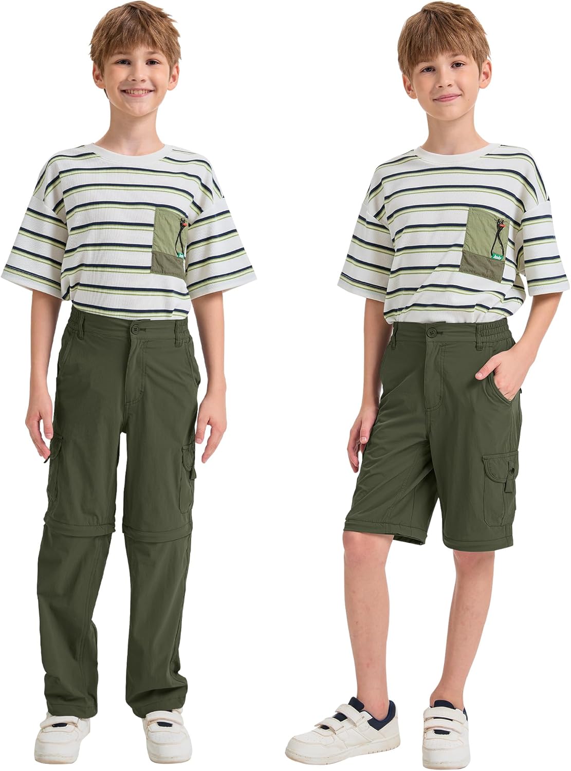 Kids' Cargo Pants, Boys Convertible Hiking Pants, Boy Zip Off Outdoor Casual Pants Quick Dry Climbing Trousers for Youth - Image 2