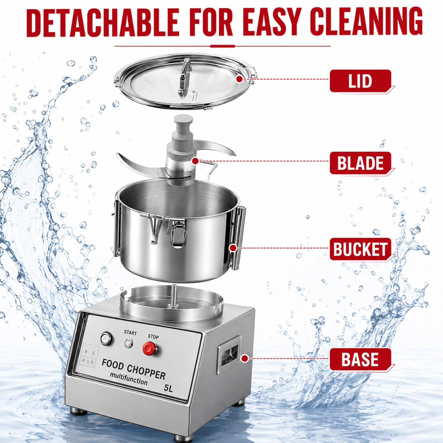 Robot culinaire Professionnel en Acier Inoxydable 7L
