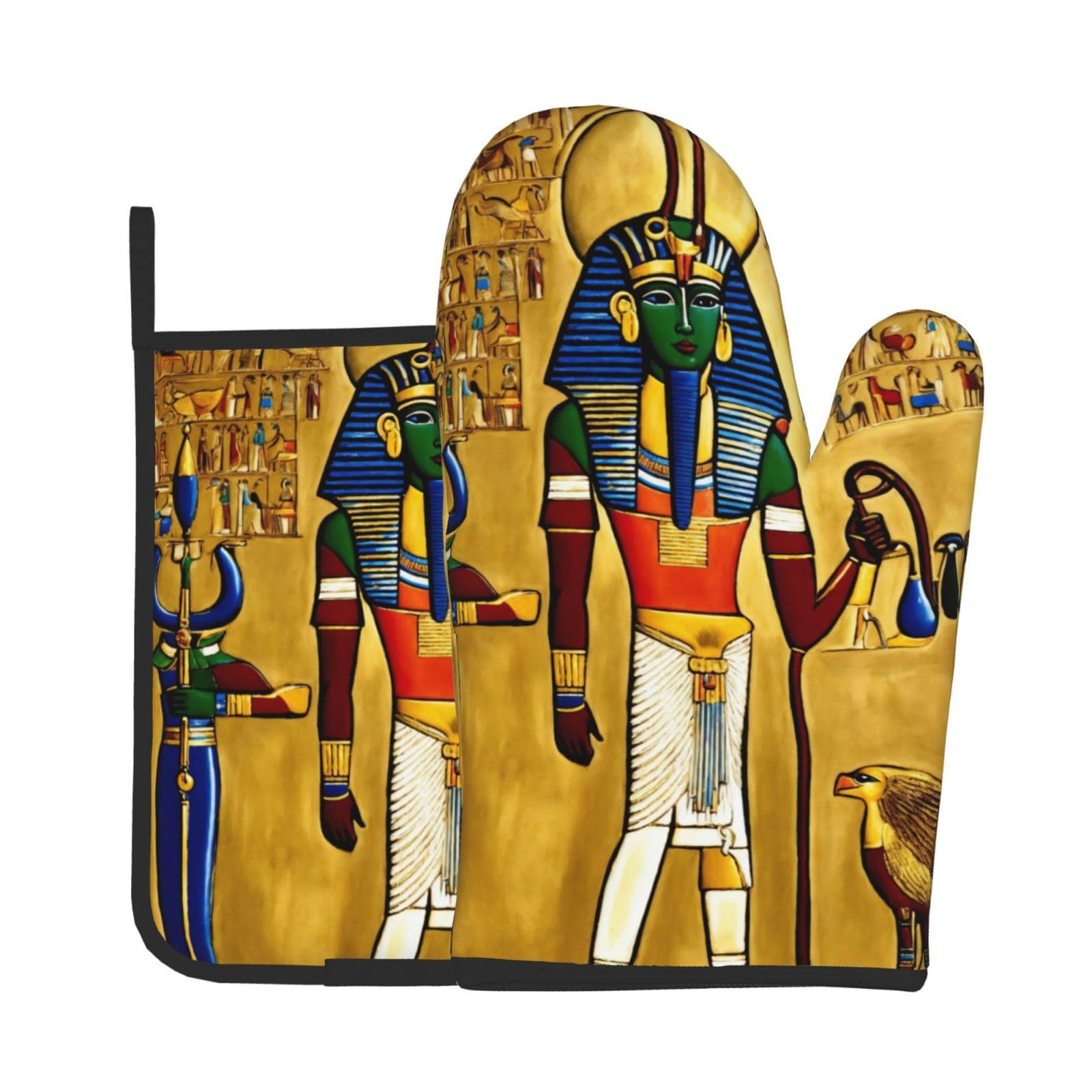 Ancient Egypt Tribe Series Kitchen Baking Two-Piece Set,Multipurpose Oven Gloves,Used for Barbecue Kitchen Baking