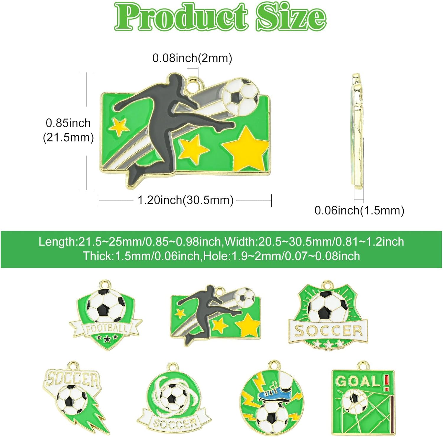 Stiesy 35 Pcs Soccer Charms Sports Ball Dangle Jewelry Football Enamel Metal Charm Bulk for Jewelry Bracelets Necklaces Making DIY Crafts - Image 2