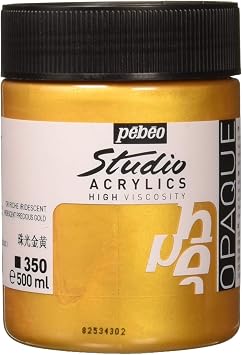 Pebeo Studio أكريليك HV 500 ml Precious Gold، 16.9 Fl Oz Pack of 1