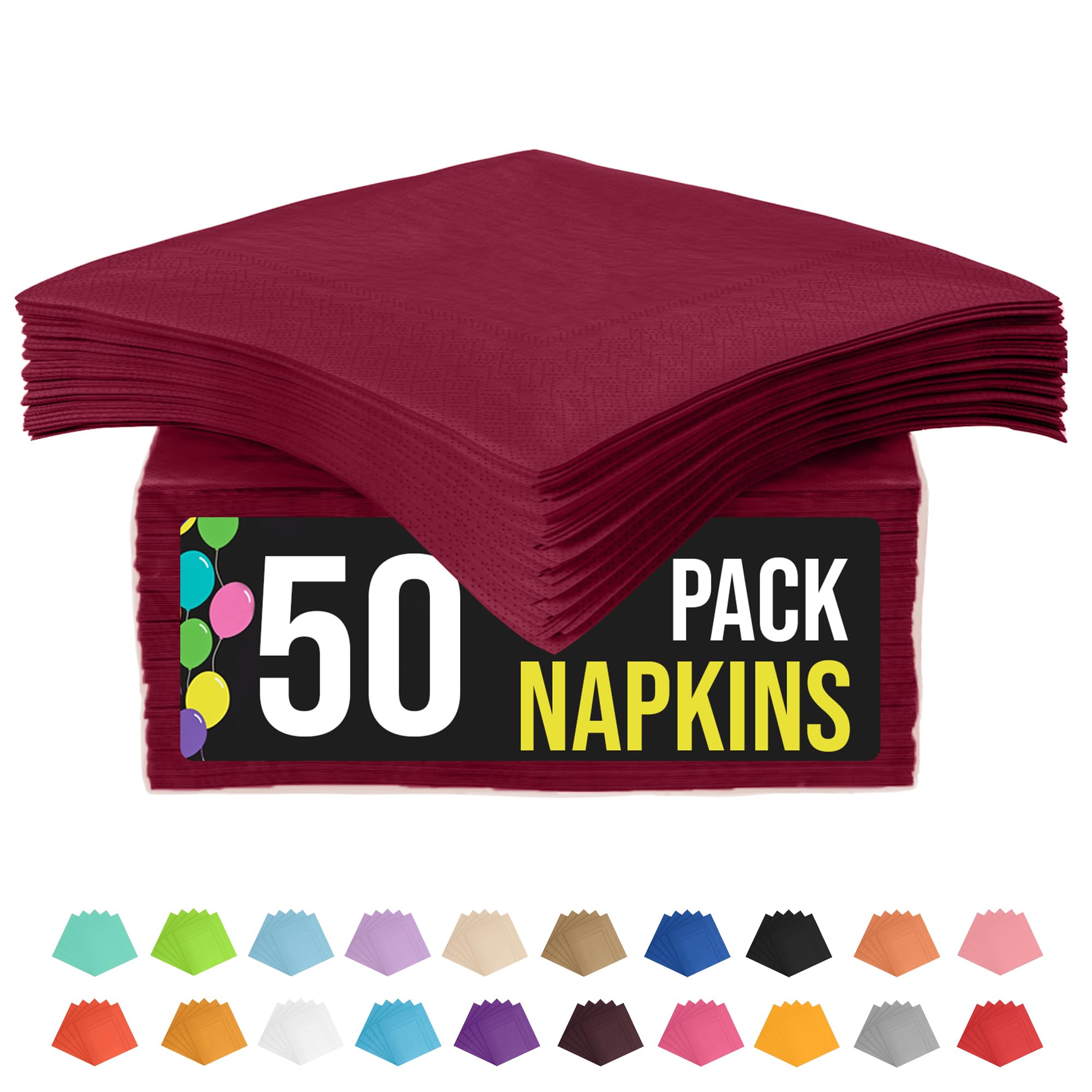 Party Solids Burgundy Napkins Disposable Everyday 50 Pcs 2 Ply Burgundy Cocktail Napkins Paper Everyday For Parties & Party Supplies