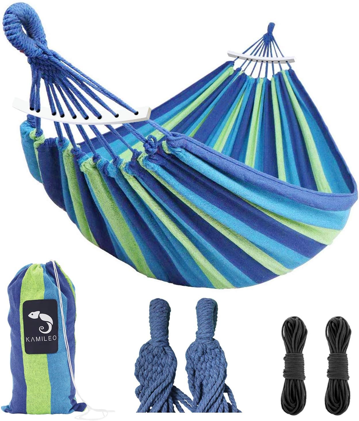 Kamileo Camping Hammock Portable Parachute Nylon Tree Hammock Durable 2 Person Hammock for Outdoor Travel Hiking Backpacking Camping Garden Beach Yard 500lbs Capacity Single Double Hammock