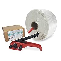 Vista 27 de IDL Packaging Kit de flejado de cable tejido portátil de 1/2 pulgada x 1500 pies, resistencia a la rotura de 650 libras - Solución completa