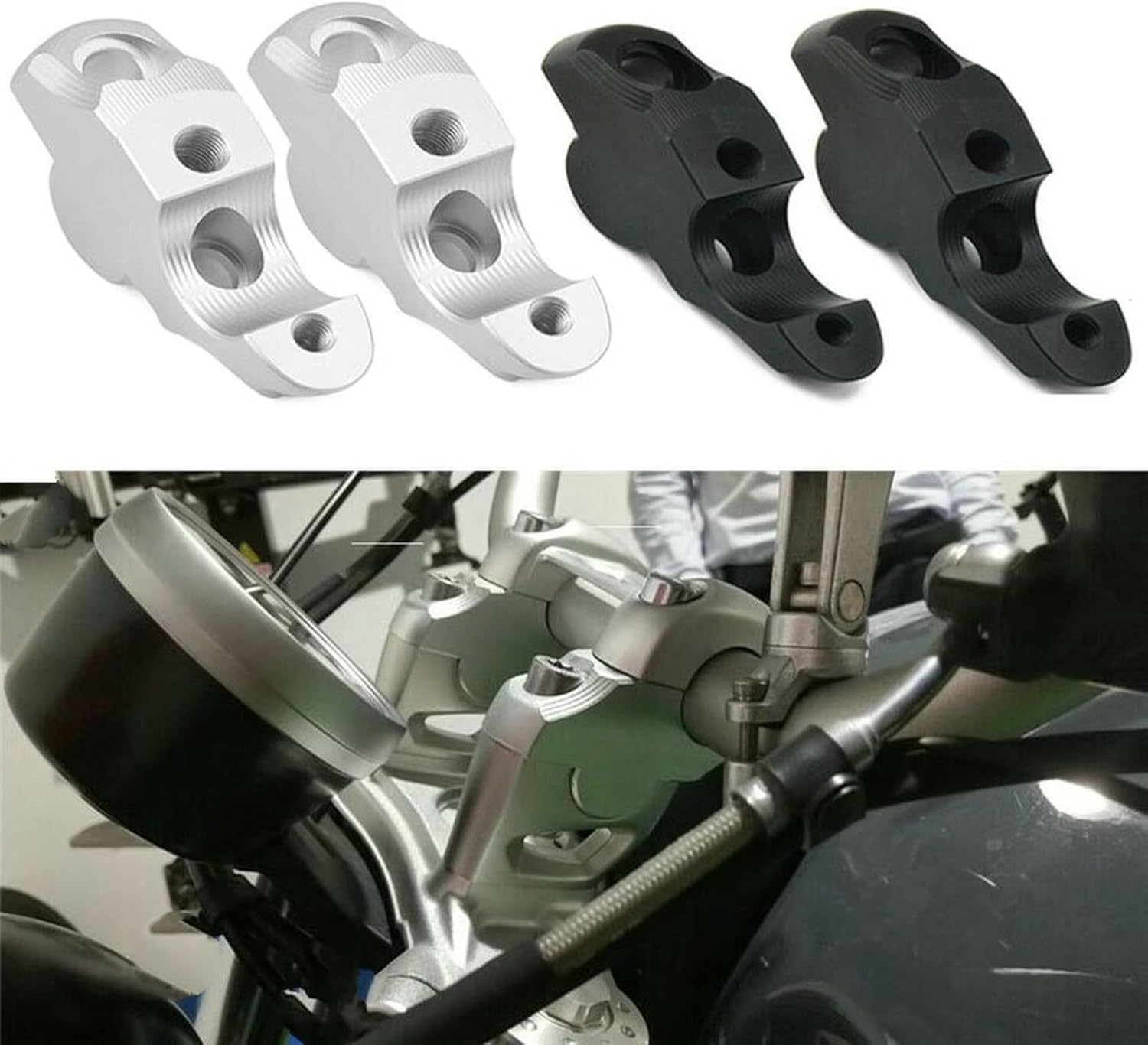 オートバイハンドルバーブラケット オートバイ 28mm 1 1/8" ハンドルバーマウント クランプ ライザー R Nine