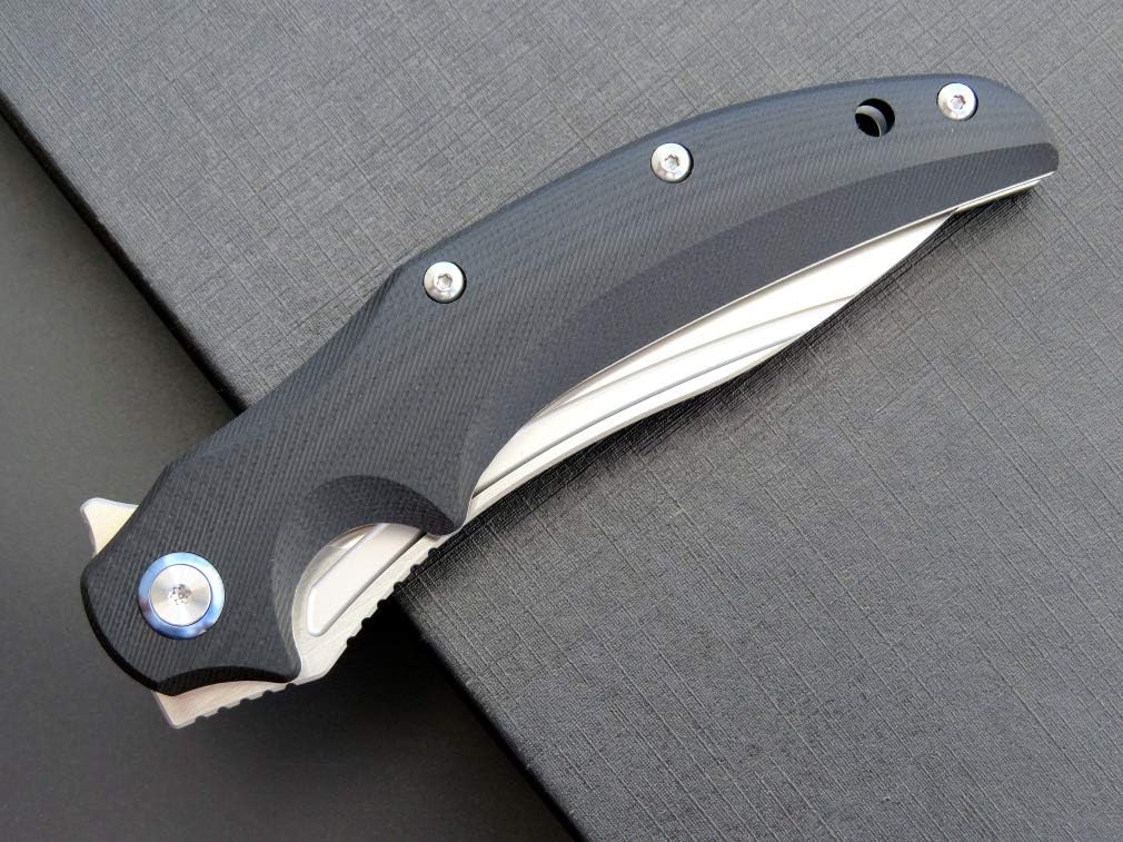 Eafengrow EF951 Folding Knife,D2 Blade and G10 Handle with Liner Lock Ball Bearing Pocket Knife EDC Tool for Outdoor Camping Survival(Black)