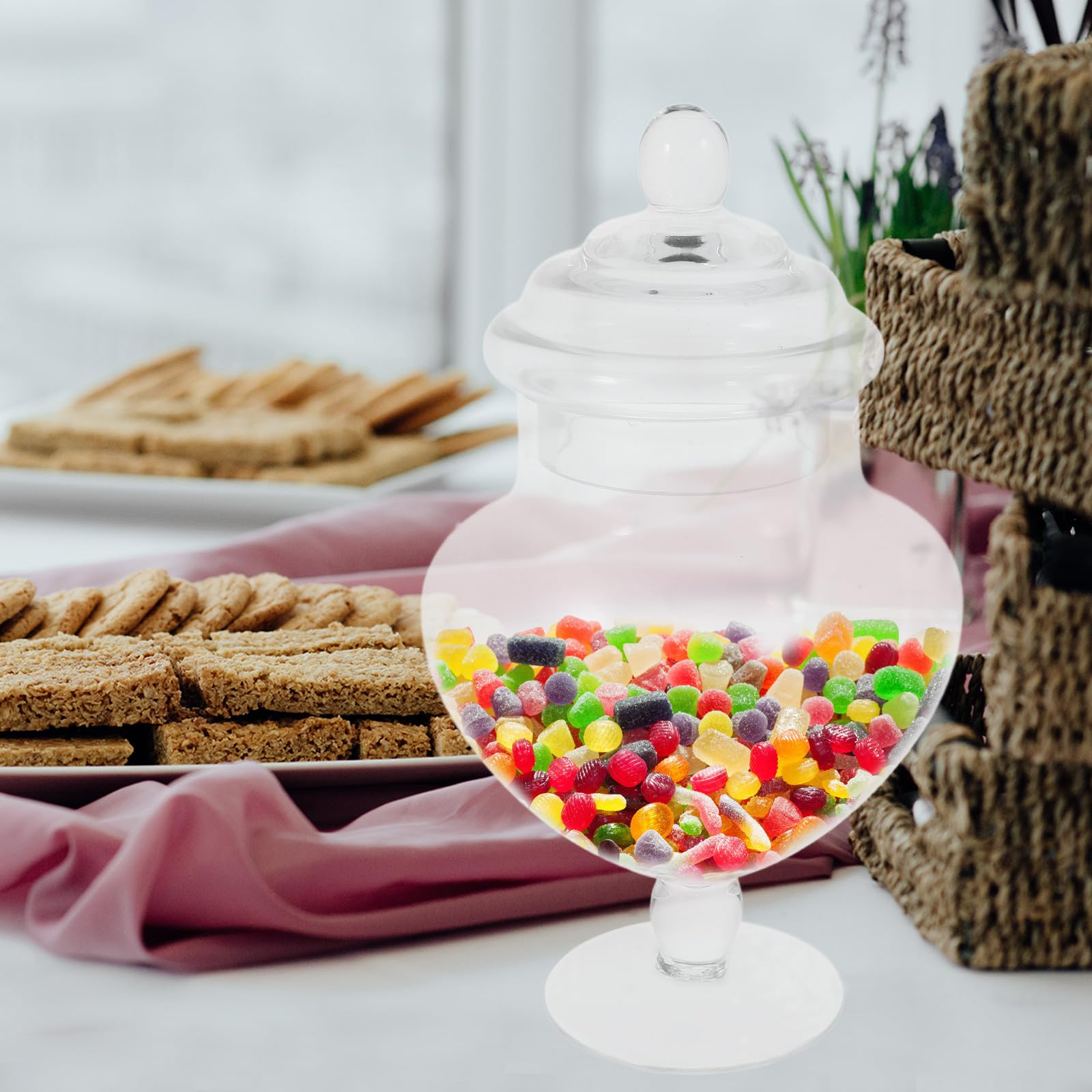 SOLUSTRE Frasco de Vidrio para Dulces y Frutos Secos, Recipiente Versátil y Fácil de Transportar Adecuado para Decoraciones de Fiesta y Uso Familiar