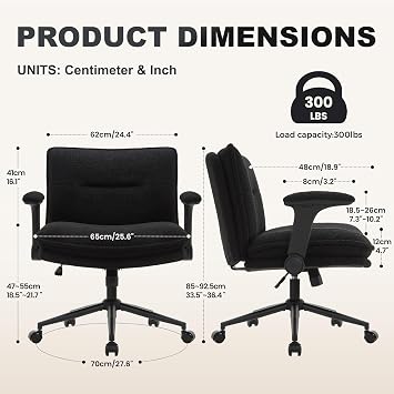 IWMH Criss Cross Office Chair with Flip-Up Arms and Wheels Upholstered Wide