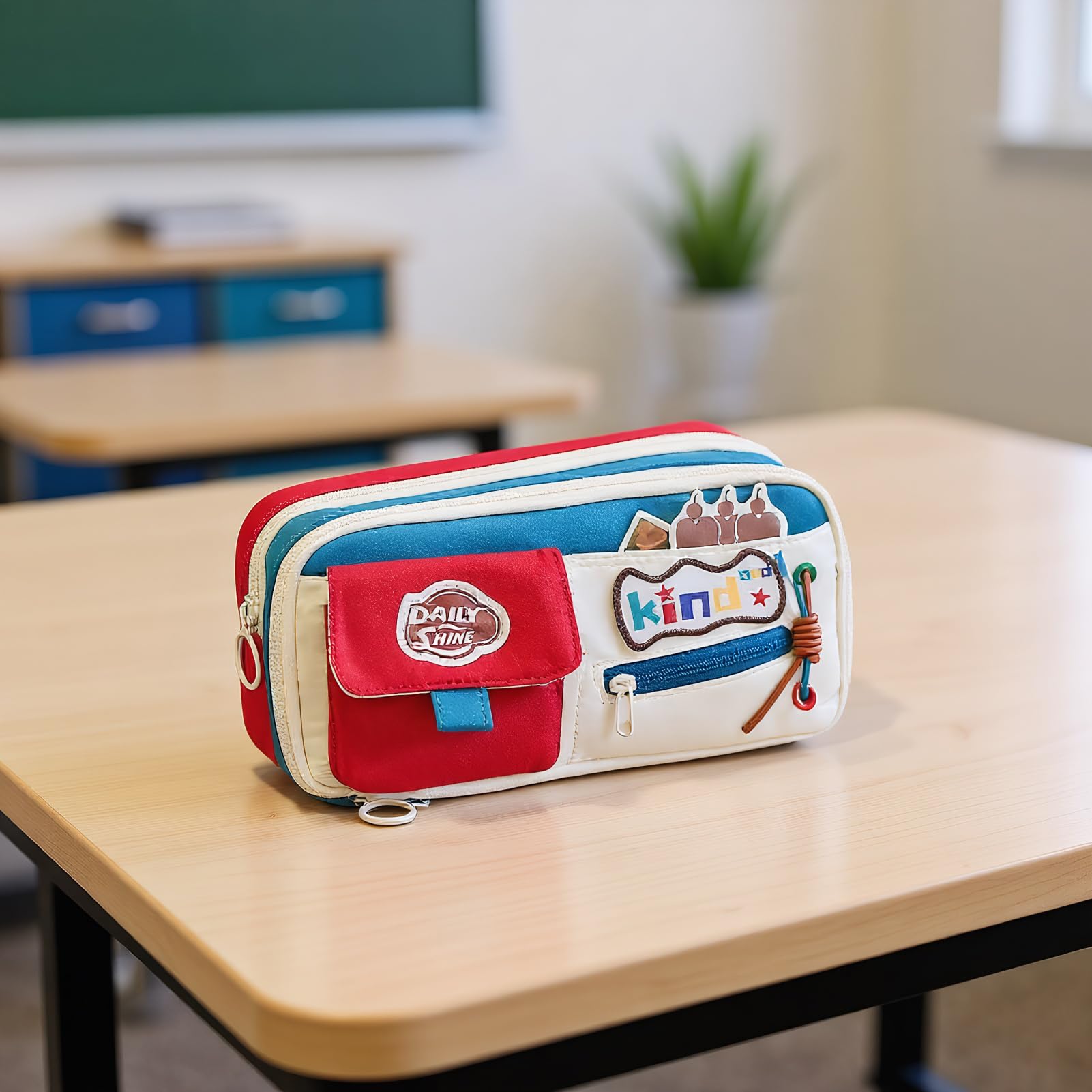 Astuccio Scatola Per Matite | Borsa Penne Stile Vintage con Cerniera Grande Capacità per Scuola Università Viaggio Trucco Porta Oggetti Per Cancelleria
