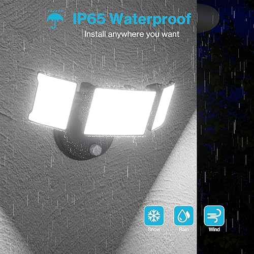 Miniatura 4 de Olafus Paquete de 2 luces de inundación de 60 W, iluminación exterior del anochecer al amanecer, luz LED de seguridad impermeable IP65 con