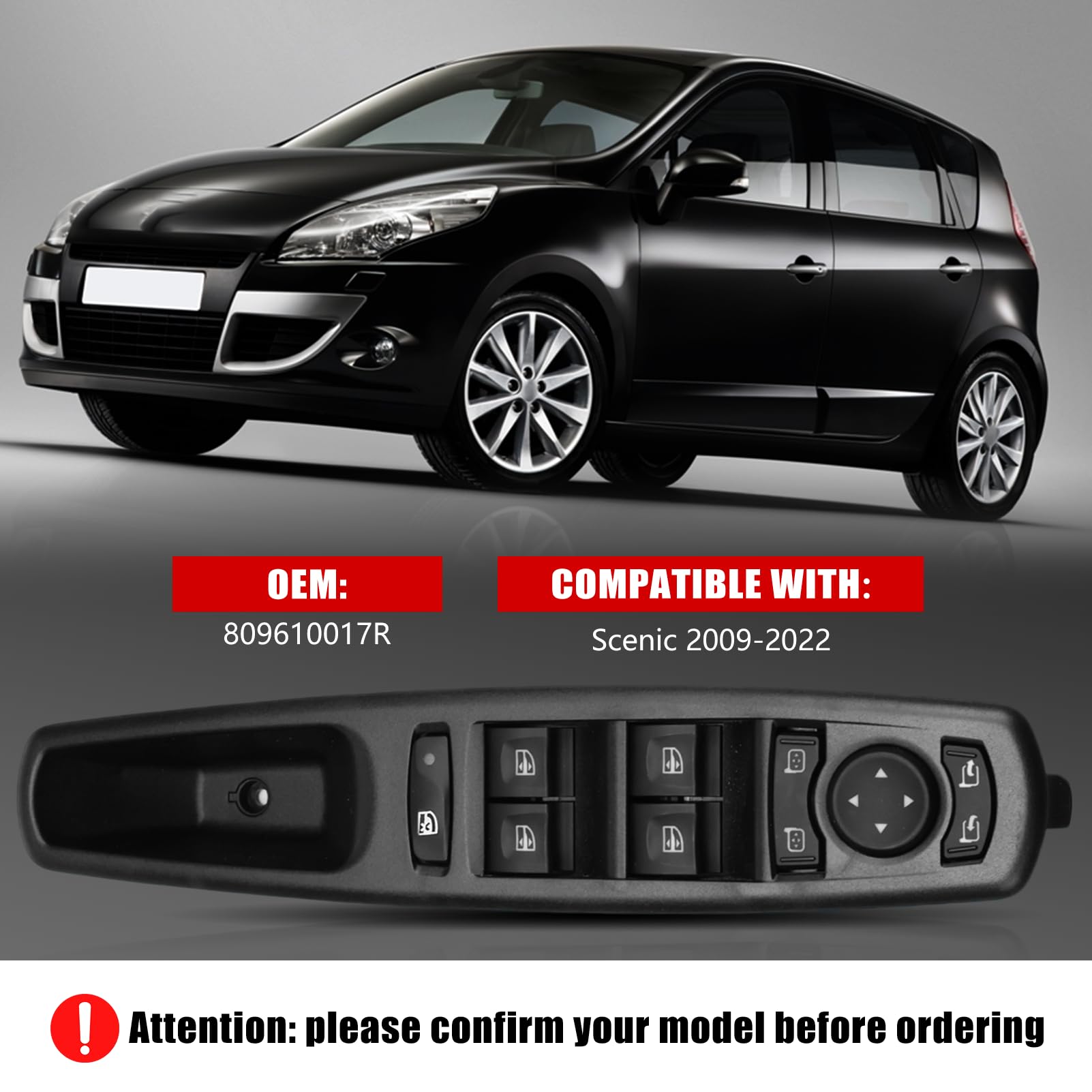 Pulsante alzacristalli Re-nault Sc-enic 2009-2022 anteriore sinistro 809610017R interruttore per alzacristalli elettrici in auto