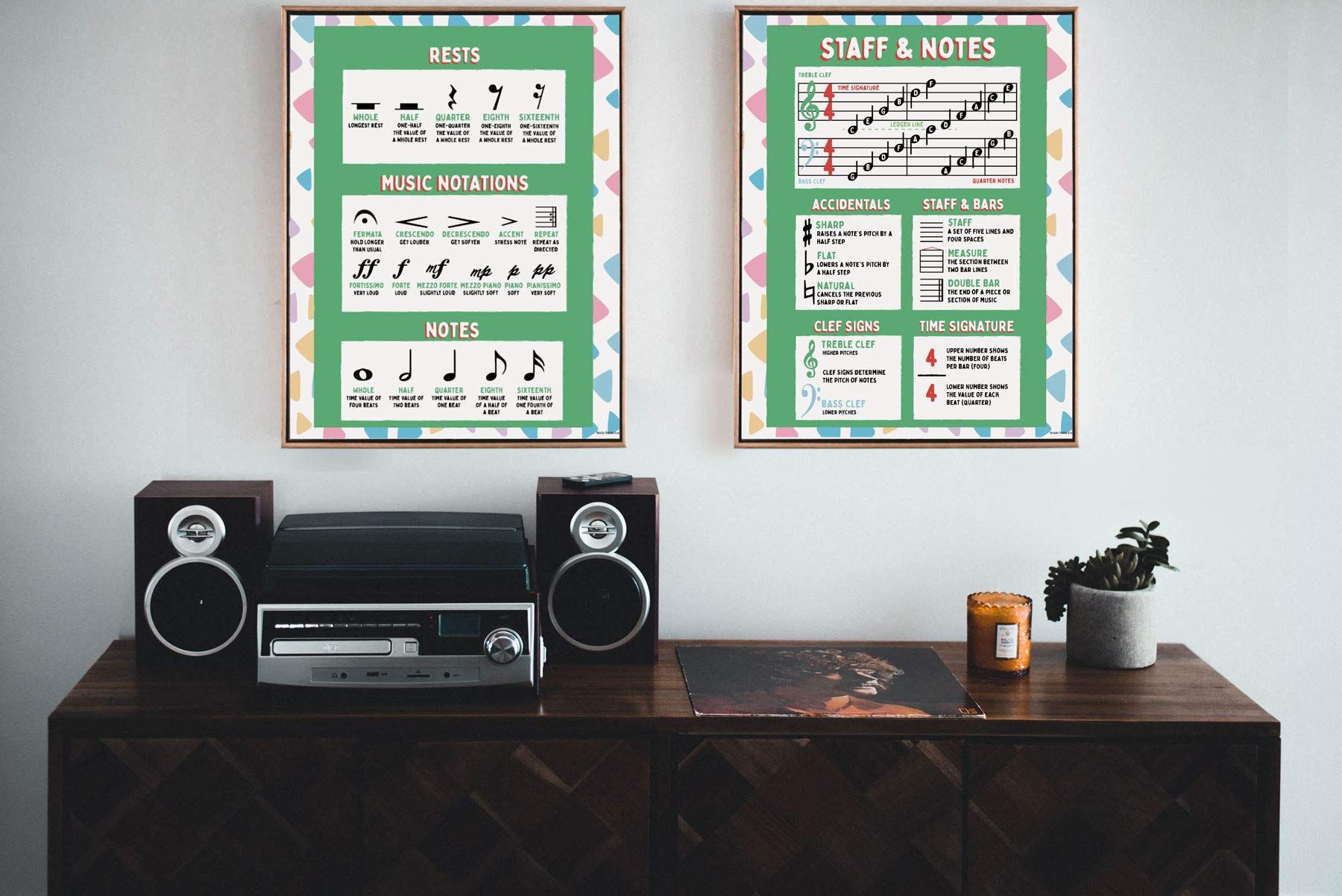 Buy 6 Music Posters for Classroom Music Teacher Supplies Include 3