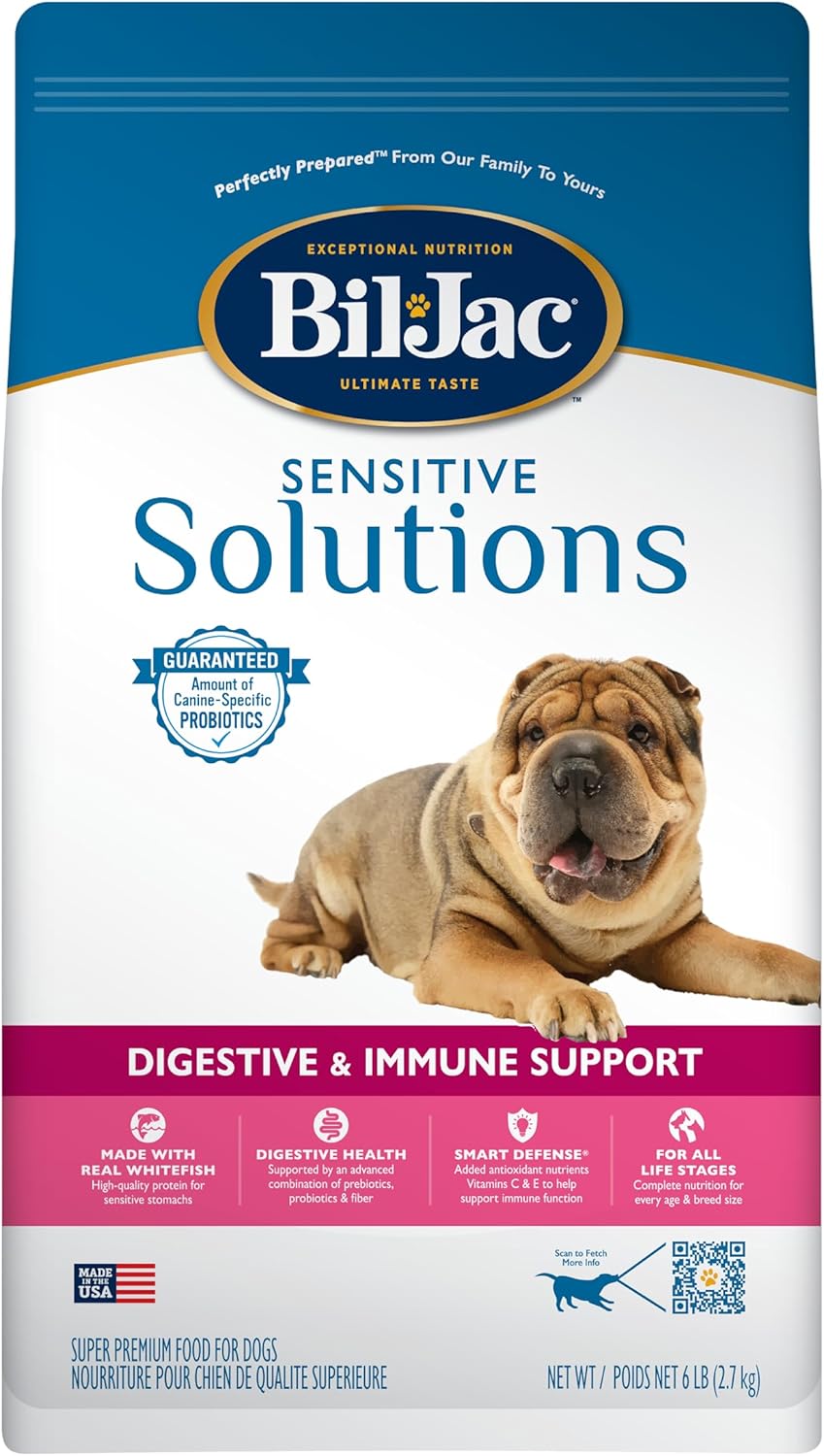Bil-Jac Sensitive Solutions Digestive & Immune Dry Dog Food, Chicken Recipe, 30 lb