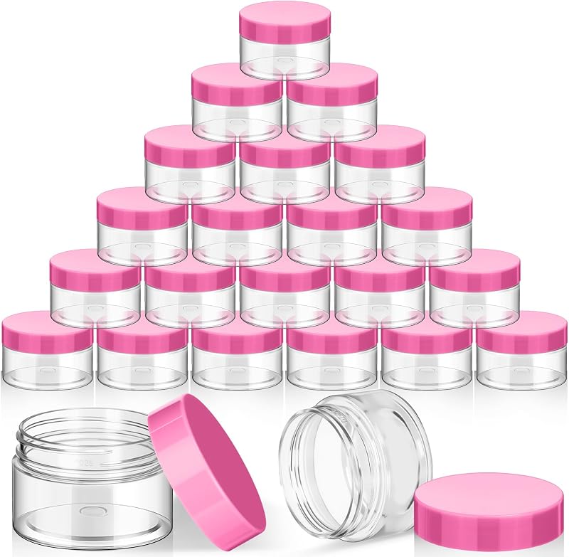 SATINIOR 24 Frascos Plásticos Transparentes com Tampas Rosa, 30 mL