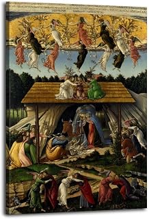 The Mystical Nativity by Sandro Botticelli Poster Canvas Wall Art Painting Print Room Aesthetic Decoration 16x24inch(40x60cm) Frame-style