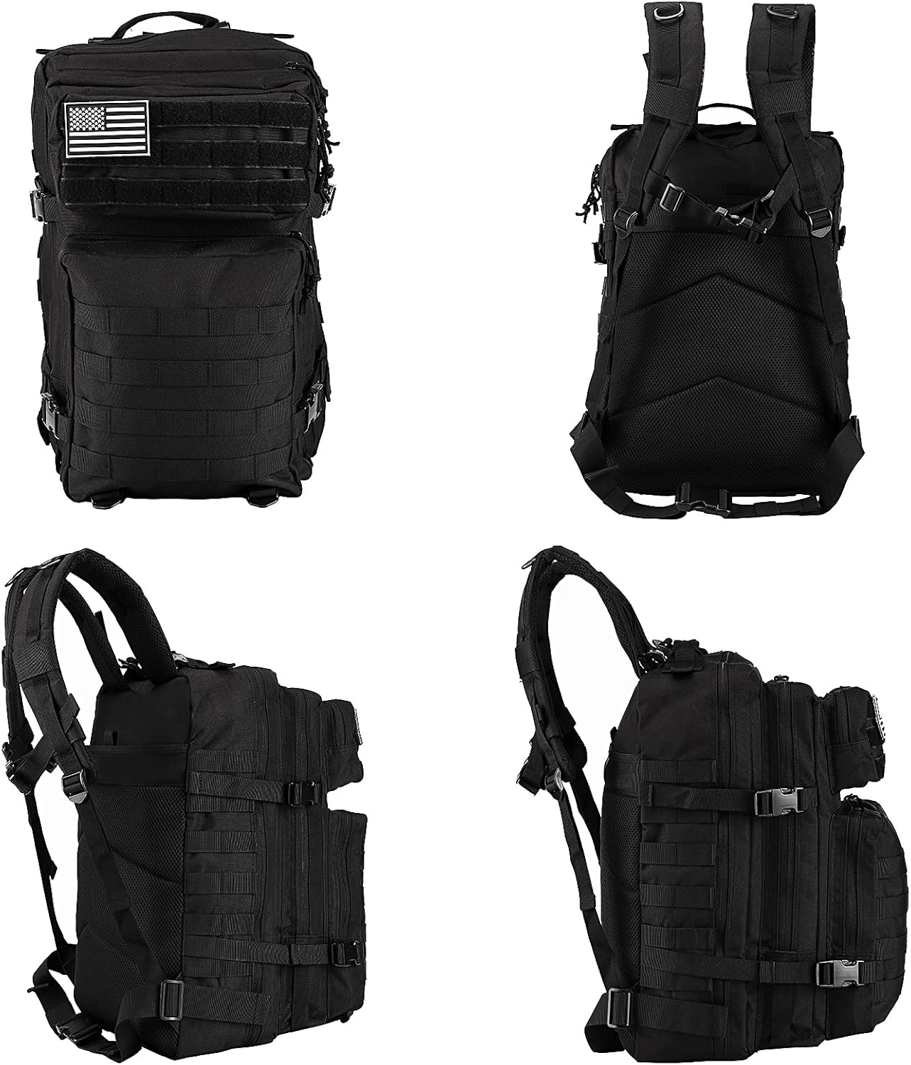 Oreunik Military Backpack Men's 45L Waterproof Tactical German Army Backpack Molle Backpacks Survival Backpack for Hiking Outdoor Trekking Camping Hiking Fishing Travel Work Schwarze