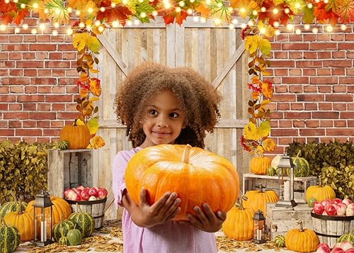 Miniatura 4 de Alltten Fondo de fotos de otoño de 7 x 5 pies, telón de fondo de Acción de Gracias, calabaza, hojas de arce, fondo de cosecha de otoño, decoración