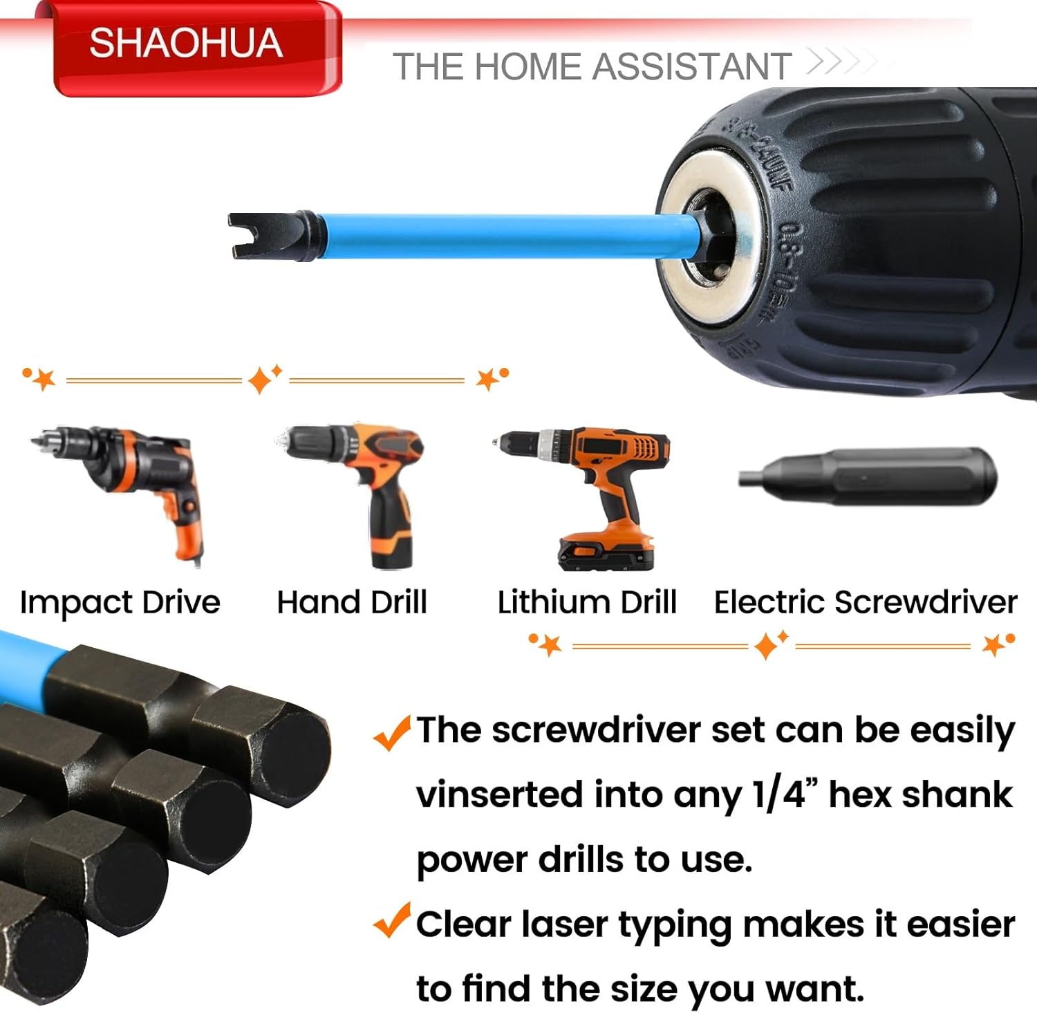 12PCS 3.5" Long Screwdriver Bit Set, Triangle Screwdriver Set TA18-27, Square Drive Bits #1,2,3, Spanner Bit #4,6,8,10, S2 Steel Hex Head Drill Bit Set, 1/4 Hex Impact Bit Set