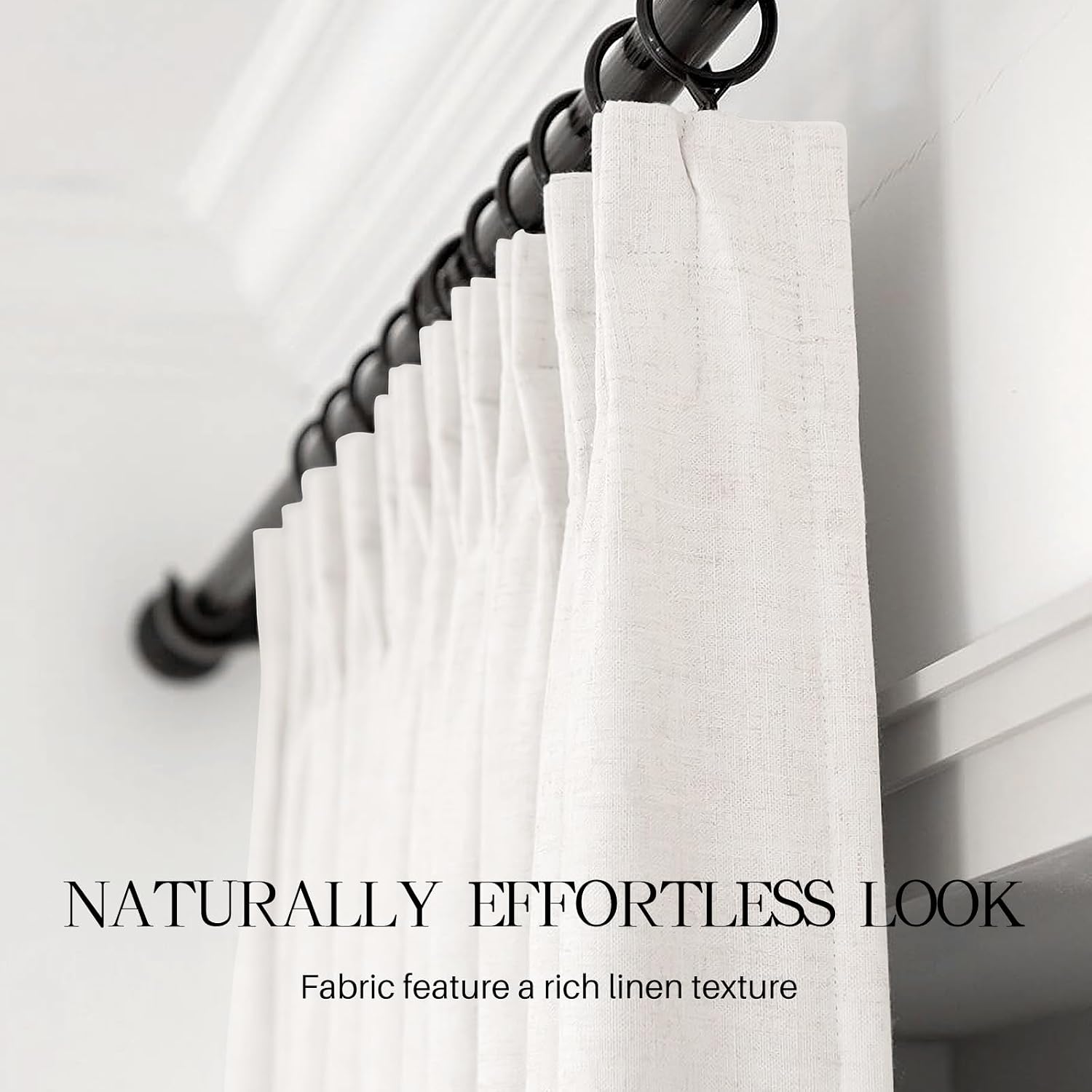 AUSSPVOCT Pinch Pleated 95 Inch Linen Curtains 100% Blackout for Bedroom image 3