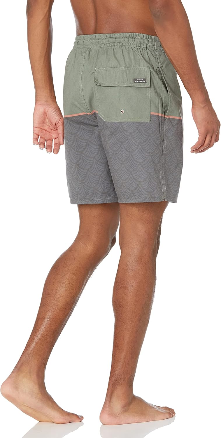 Quiksilver Men's Standard The Deck Stripe Volley 18 Elastic Waist Boardshort Swim Trunk