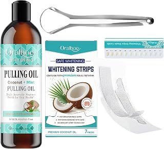 Kokosöl Mundpflege-Set, Mundwasser & Zahnweiß-Strips