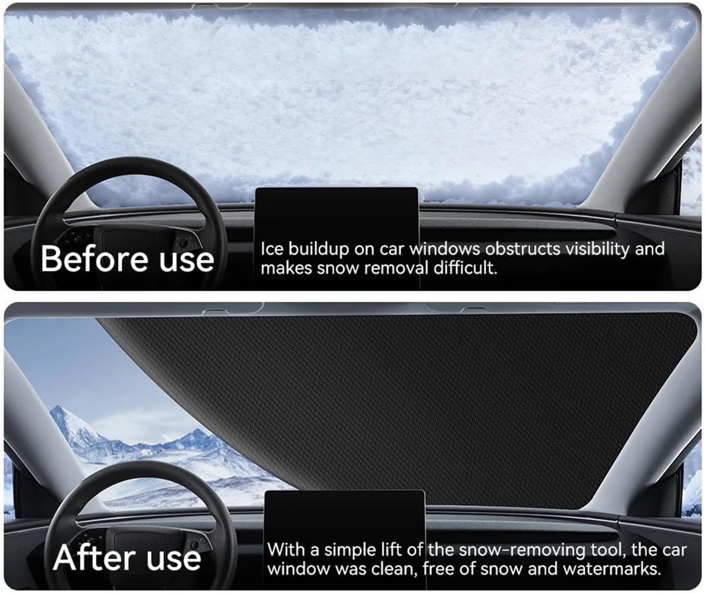 Snow Protection for Cars Car Front Windshield Snow Cover with Reflective Strips Waterproof Frost Protector(Aluminum Foil L)