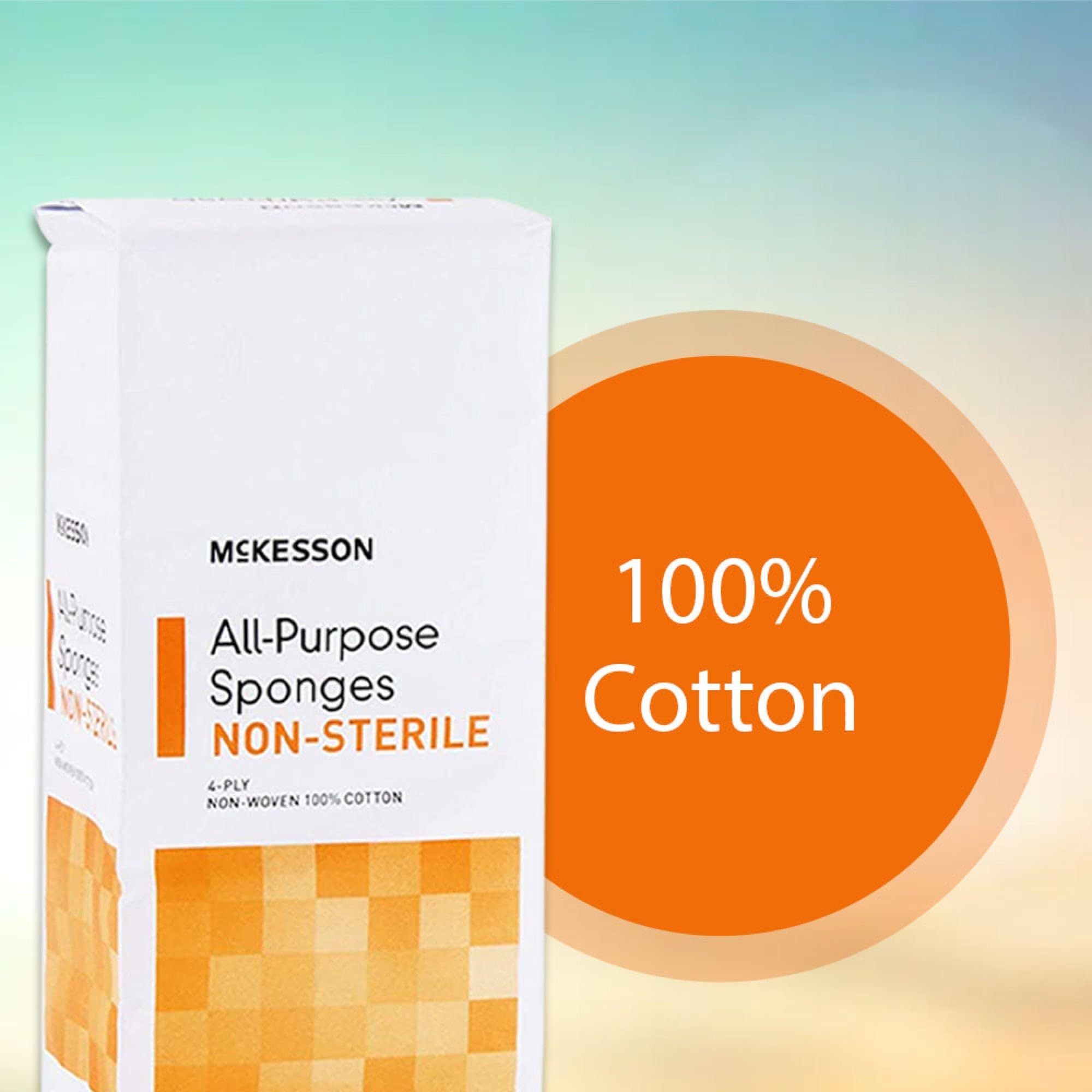 McKesson Esponjas multiusos, no estériles, 4 capas, 100% algodón, 4 x 4 pulgadas, 200 por paquete, 20 paquetes, 4000 en total