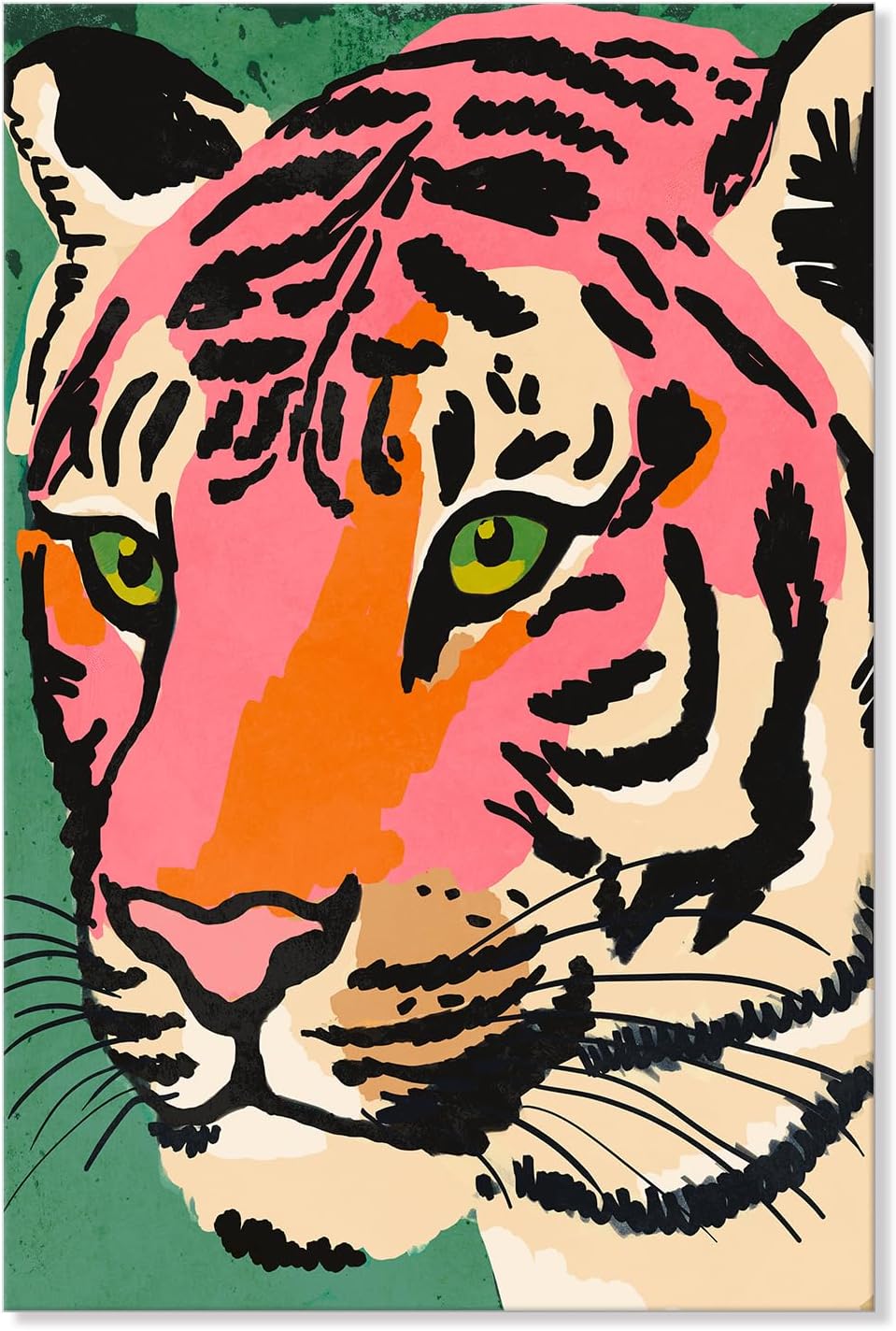 Pink Tiger Canvas Wall Art Wildlife Animal Painting Tiger Wall Decor Preppy Room Decor Pop Art Colorful Animal Poster for Modern Home Wall 24x36Inch