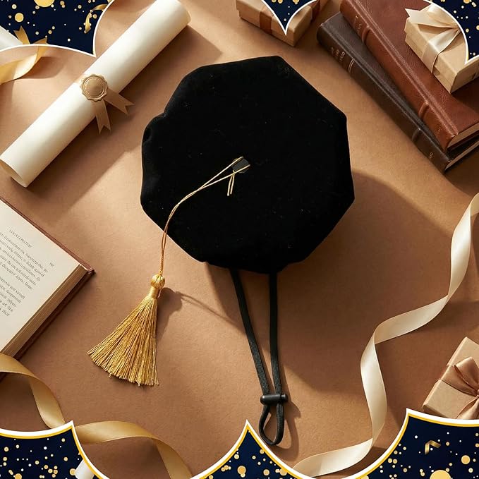 Gorra de Graduación para Perros y Gatos de Terciopelo con Borla Amarilla miniatura 3