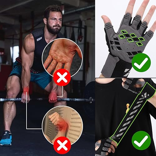 Miniatura 3 de Guantes de fitness sin dedos con soporte de muñeca para hombres, ideales para gimnasio, entrenamiento y levantamiento de pesas, guantes deportivos