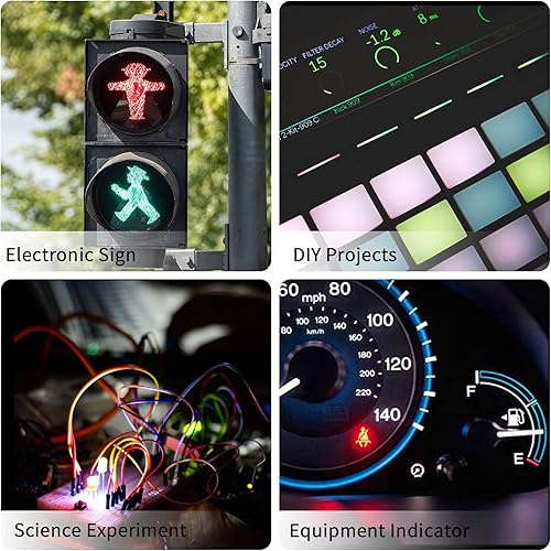 Miniatura 5 de DiCUNO 100 unidades (10 colores × 10 piezas) de 0.197 in precableados 12V diodos LED, 9.4 pulgadas9.4 in diodos emisores de luz ultra brillantes