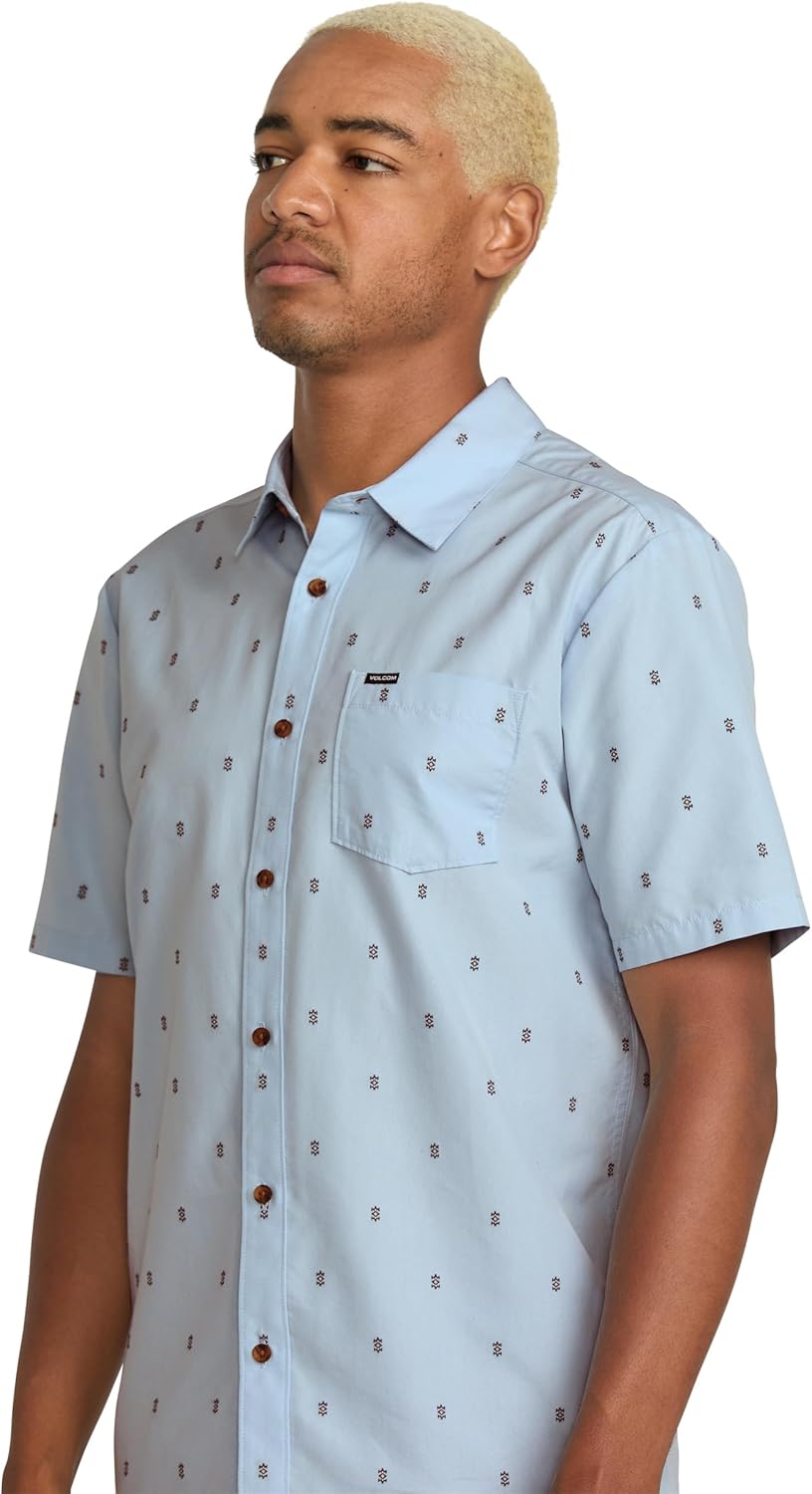 Volcom Men's Bankstone Shortsleeve Printed Woven Shirt - Lightweight Button-up, Soft Cotton Blend, Casual Fit for Summer - Image 2