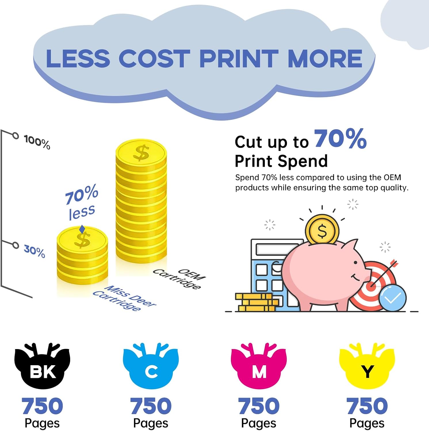 Miss Deer LC404 Ink Cartridges Combo Pack Compatible Replacement for Brother LC404 LC-404,Work for MFC-J1205W MFC-J1215W MFC-J1205W XL Printer,8-Pack