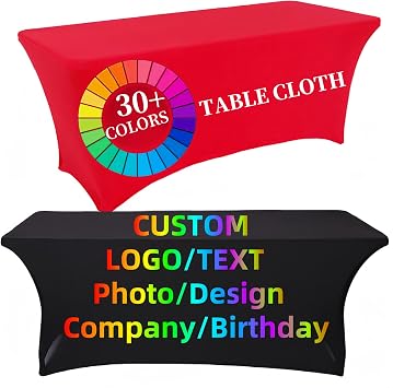 Custom Tablecloth with Business Logo, Personalized Table Runner and Table Cover for Trade Shows, Events, and Business Branding, Rectangle Tablecloth with Logo Printing 4ft, 5ft, 6ft, 8ft