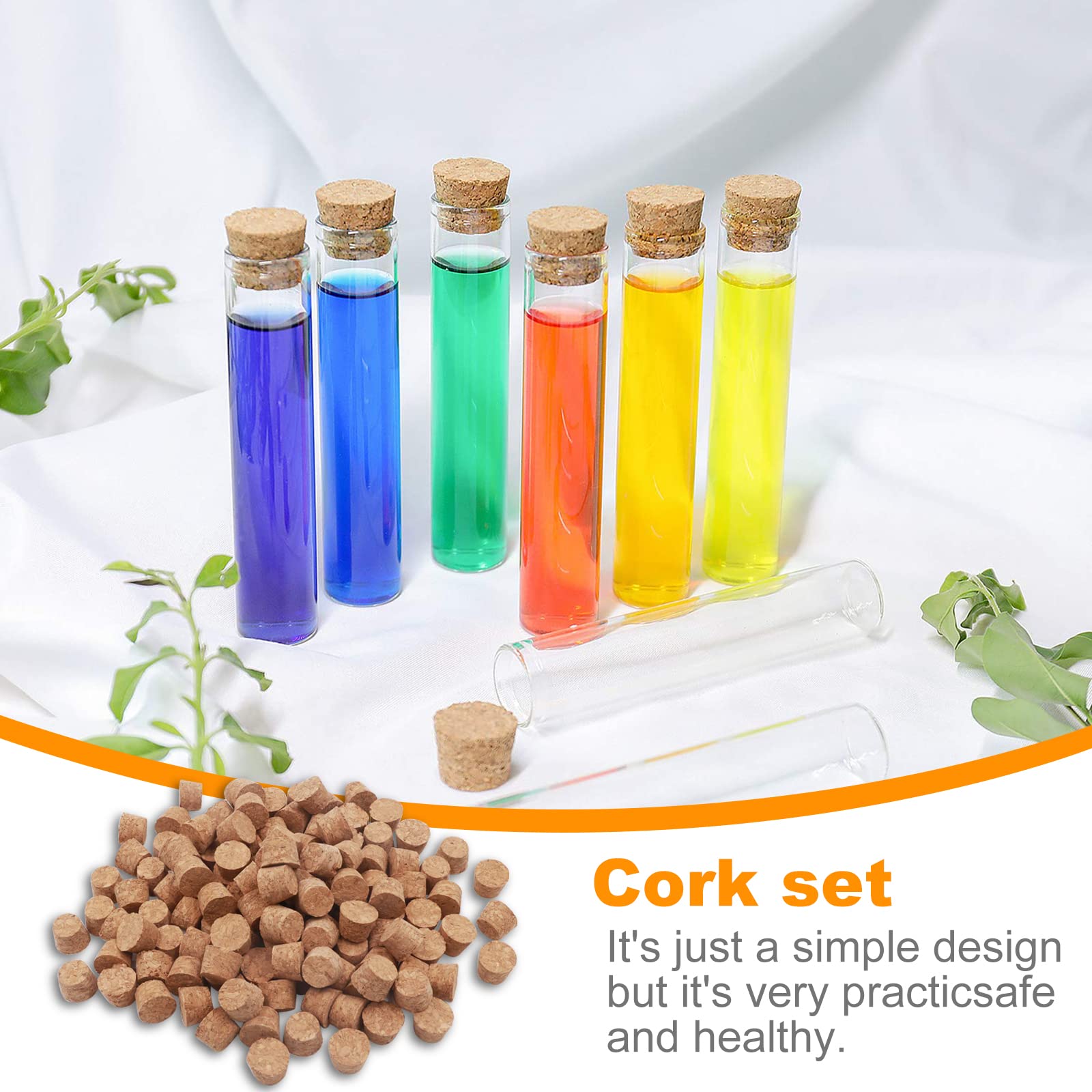 200 Piezas Tapones de Corcho Cónicos,11 mm Tapones de Corcho de Madera con caja de Almacenamiento para Tubos de Ensayo, Botellas, Decoraciones,Botellas de Deseos