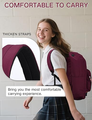 Miniatura 6 de RAVUO Mochila casual para mujer, resistente al agua, clásica, básica, de 15.6 pulgadas, mochila para laptop de viaje, mochila para libros, color