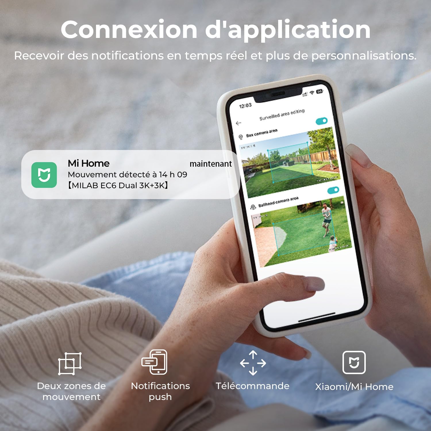 IMILAB 6K (5MP+5MP) Caméra Surveillance Extérieure Filaire, Double Objectif WiFi Camera Exterieur 360° Rotation, Work w/Xiaomi Home App, Vision Nocturne, Audio Bidirectionnel—EC6 Dual 3K+3K