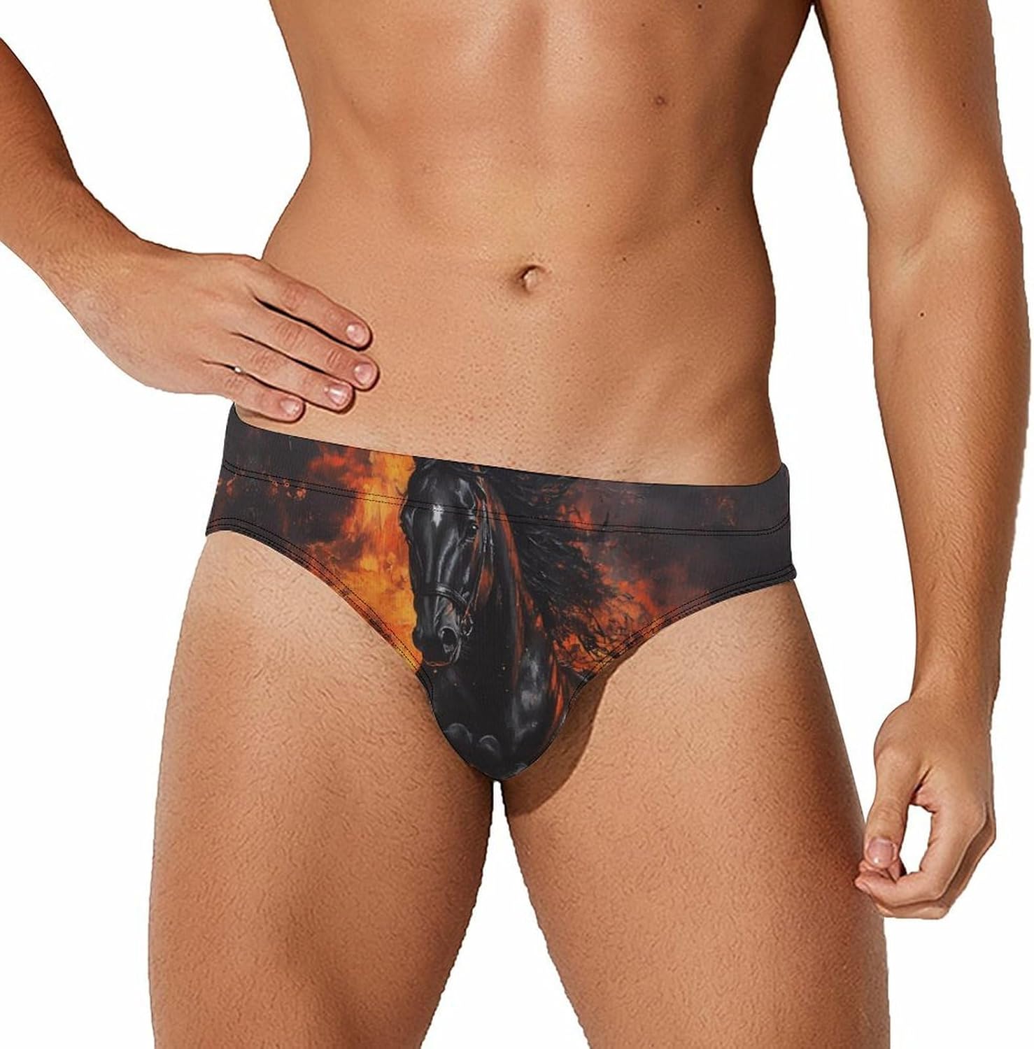 Galloping Horse Mens Swim Briefs Print Bikini Swimwear Sport Swimsuit Surf Shorts Trunks