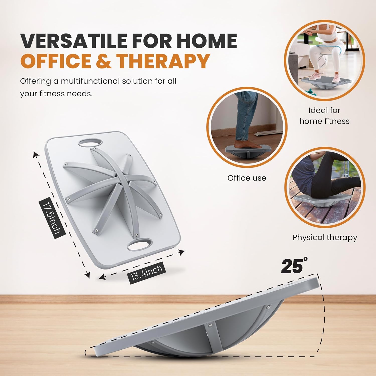 Professional Wooden Balance Board, 360 Degree Portable Wobble Board with Comfortable Surface, Standing Desk Rocker Board for Physical Therapy, Core Strength Stability Training - Image 6