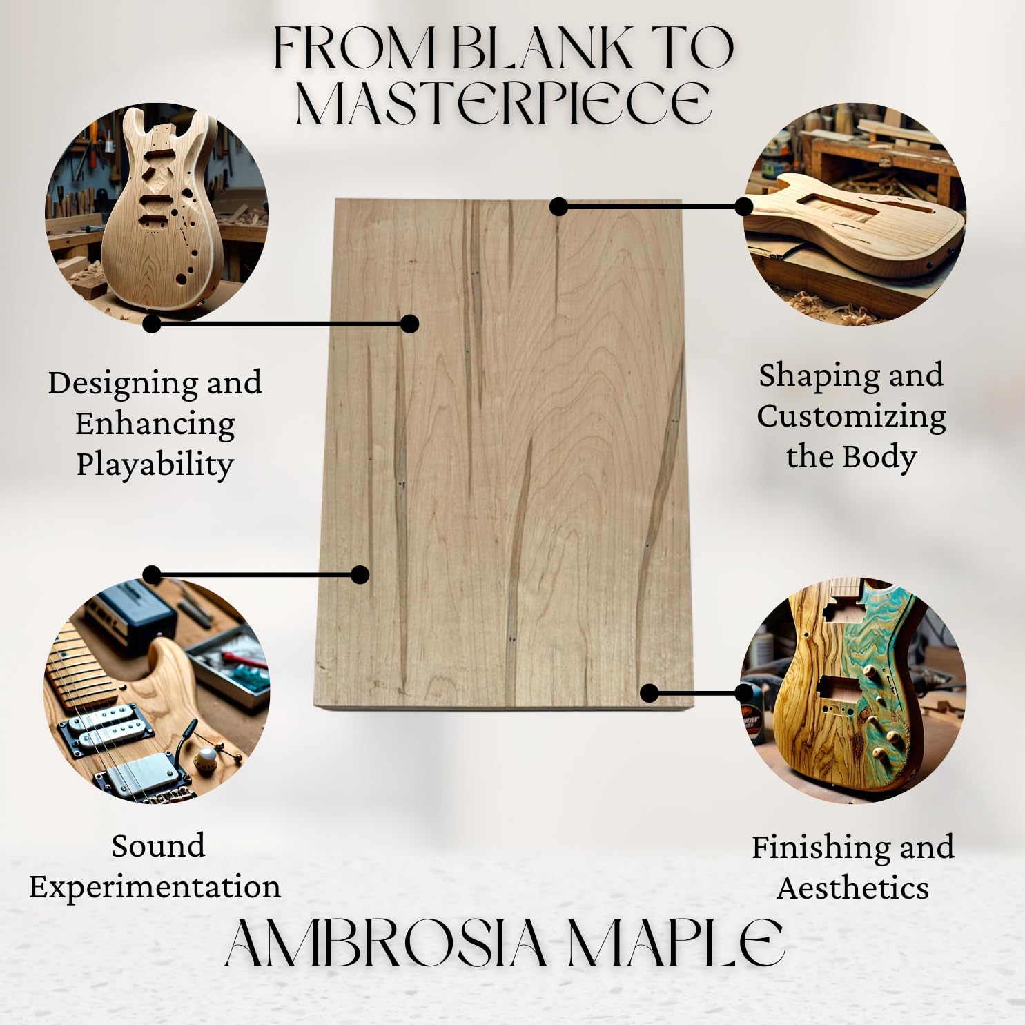 Exotic Wood Zone's Ambrosia Maple Elretric Wood Guitar Body Blank | 28" x 18" x 2"-UnGlued & Unplaned (2 Piece)
