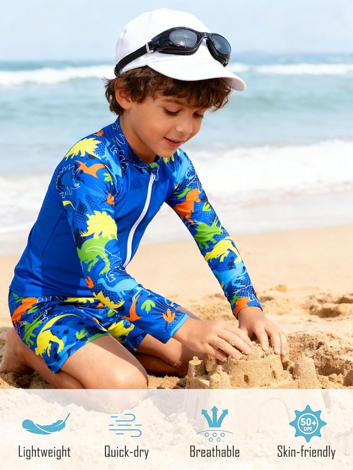 Boys Zipper Rash Guard Sets UPF 50+ with Short 3-9 Years - Image 3