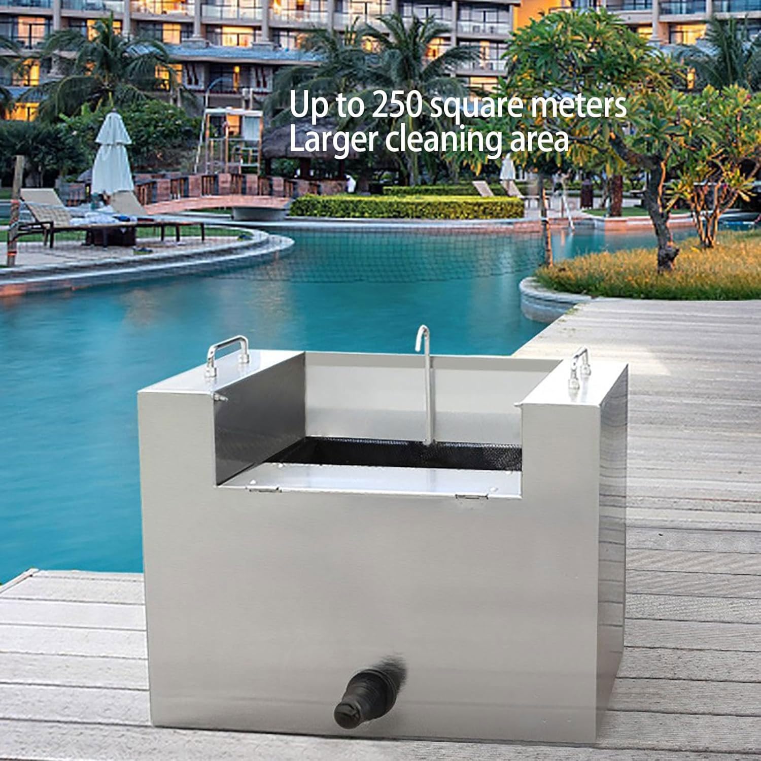 Espumador de estanque de acero inoxidable, colector de desechos multiusos, bomba de alto flujo limpiador automático para estanques de peces y piscinas, herramienta reductora de lodo resistente
