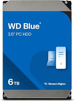 Western Digital 6TB WD Blue PC Internal Hard Drive HDD - 5400 RPM, SATA 6 Gb/s, 256 MB Cache, 3.5 - WD60EZAX