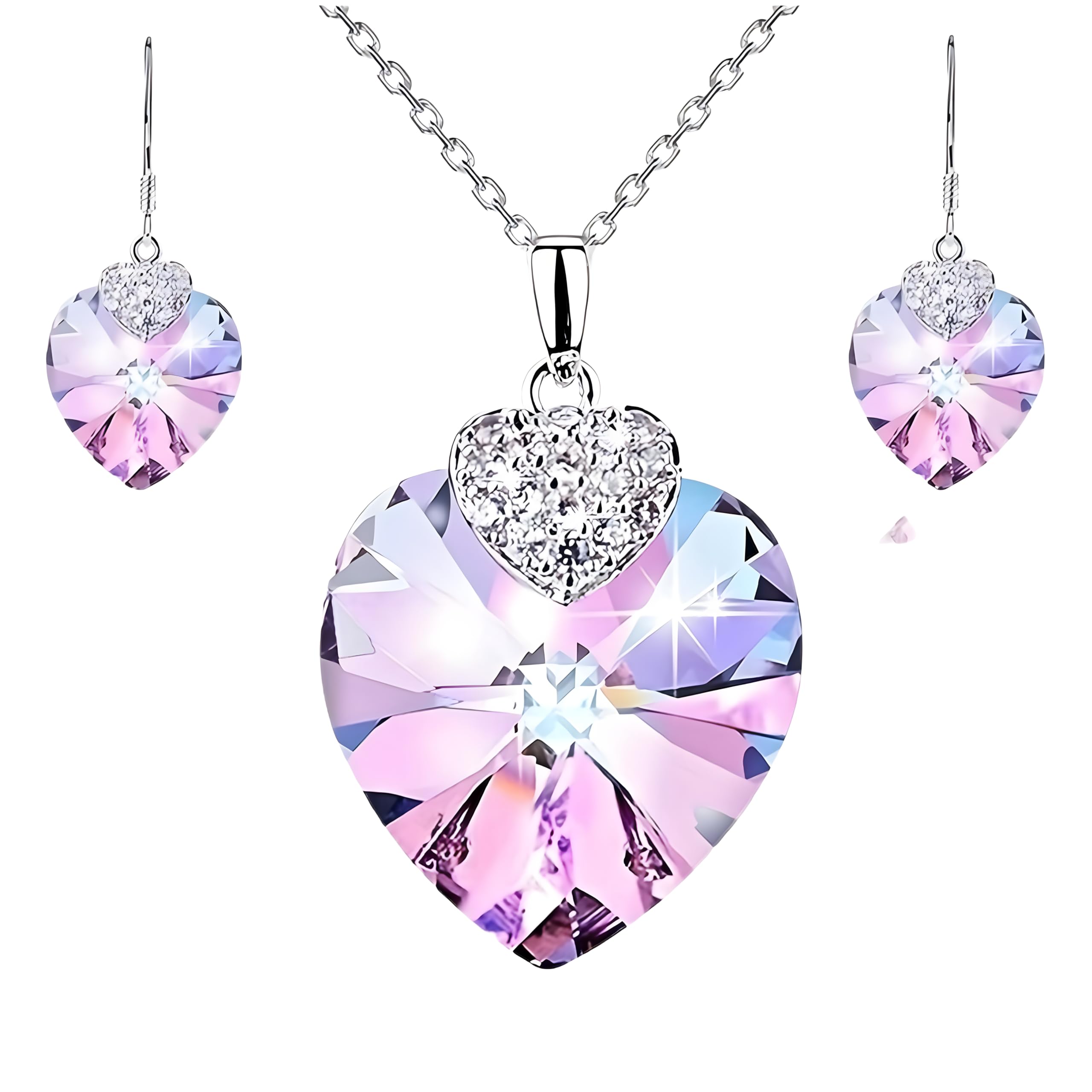 Collar de corazón morado de amatista para lucir en cenas y eventos especiales 8