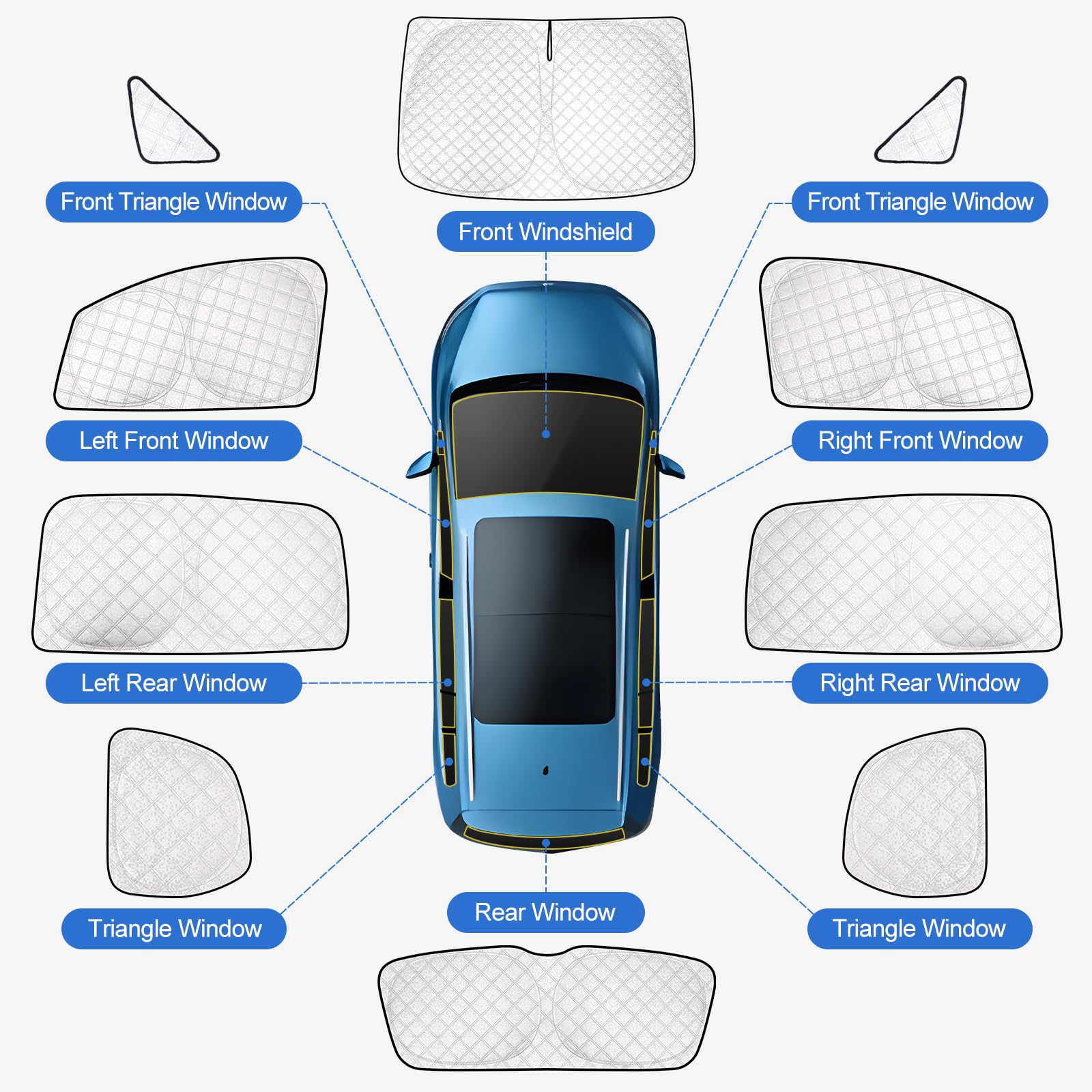 Osłona przeciwsłoneczna do samochodu VW Touran 2016-2024, ochrona prywatności przyciemnianie szyb, osłona przeciwsłoneczna szyba boczna przednia szyba tylna szyba, ochrona UV