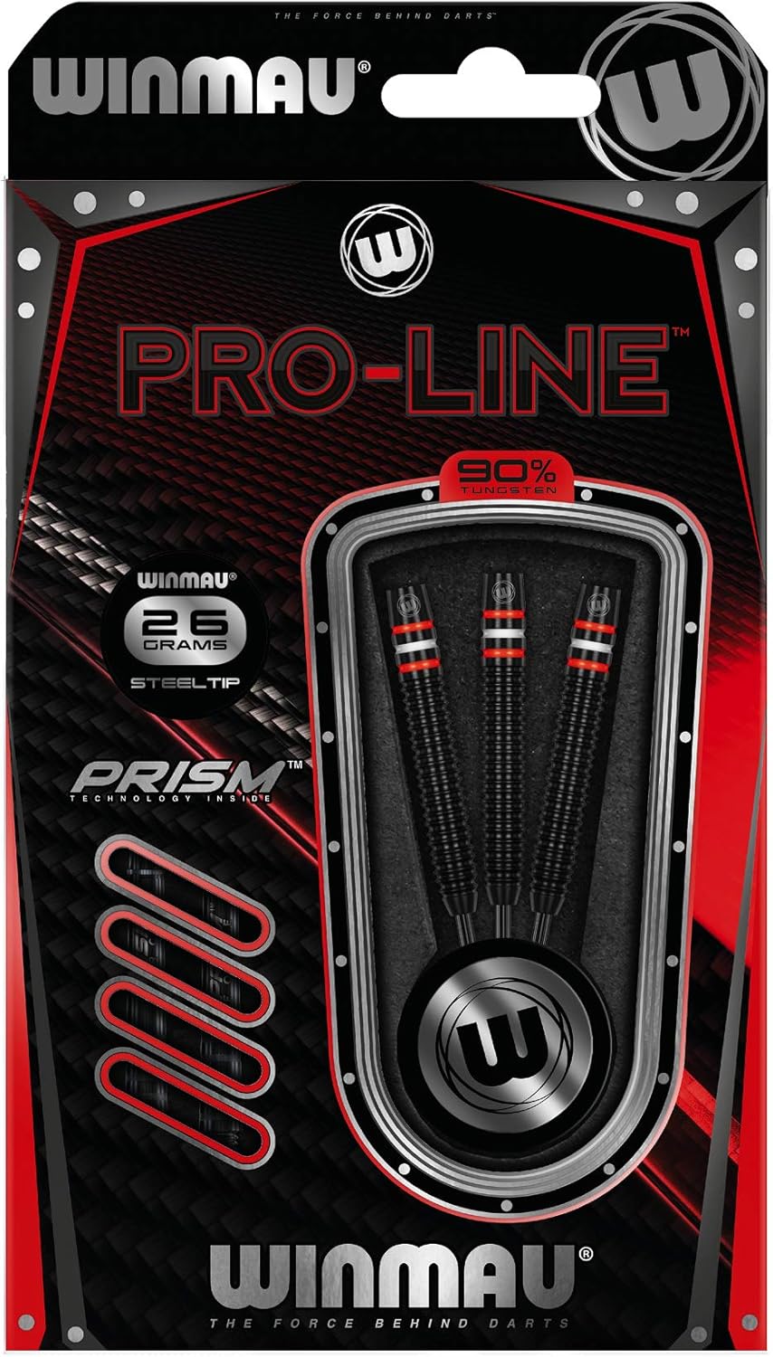 Winmau Pro-Line Tungsten Steeltip Dart Set 26 gram with Prism Alpha Flights and Prism Force Shafts (Stems)