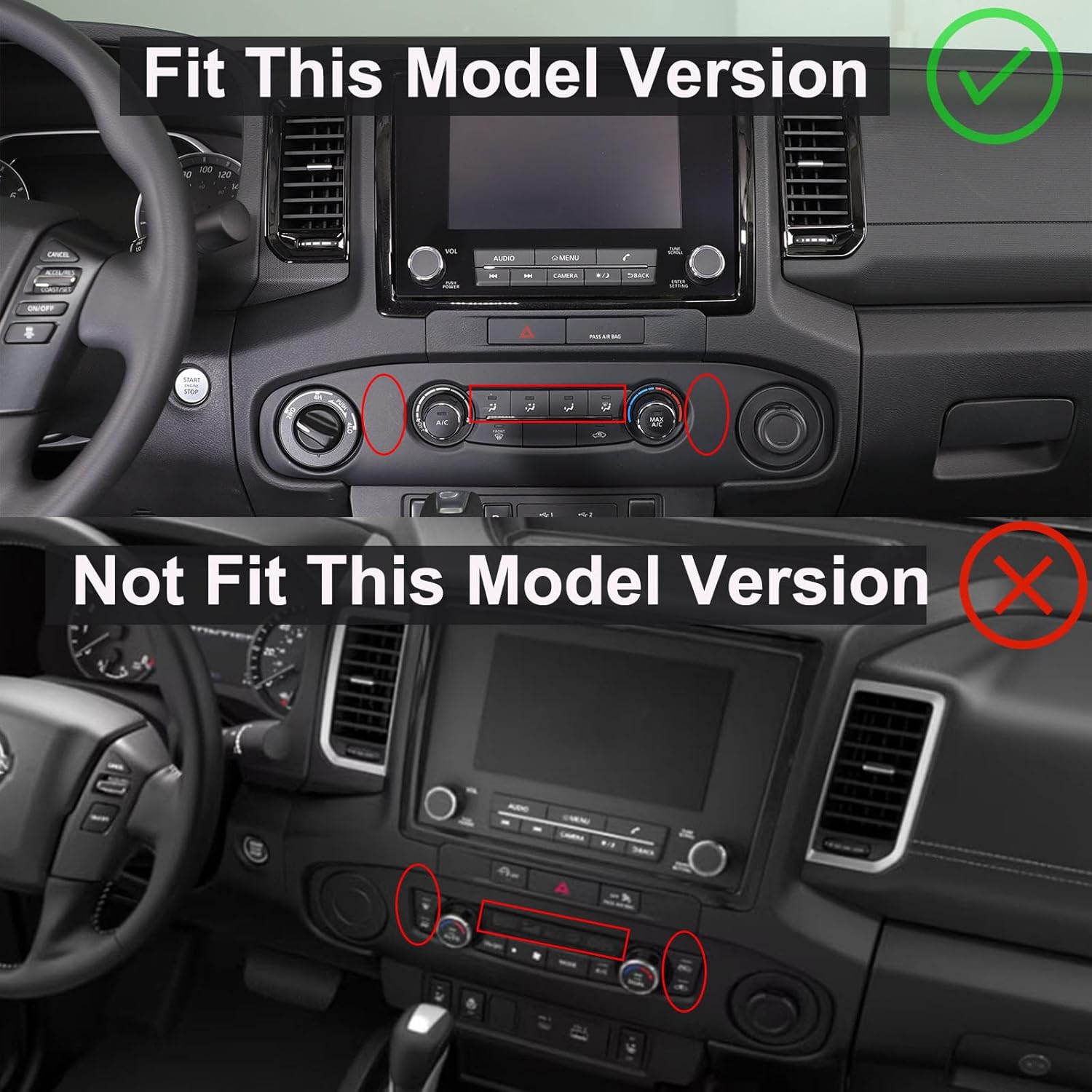 4PCS Air Conditioner Switch Knob Cover Compatible with Nisan Frontier 2022-2024,Aluminum Alloy Mecha Style Air Conditioner Stereo Volume Switch Knob Ring Covers Car Interior Accessories (Silver)