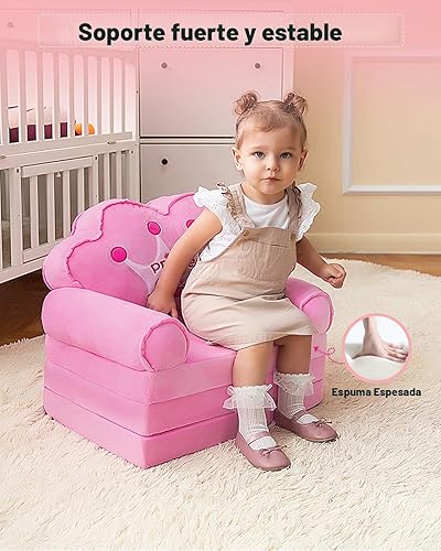 Miniatura 4 de MOONBEEKI Sofá Plegable para Niños, Silla Plegable de Princesa para Niños Pequeños de 1-3 Años, Muebles para Niños para Sala de Juegos, Regalo para