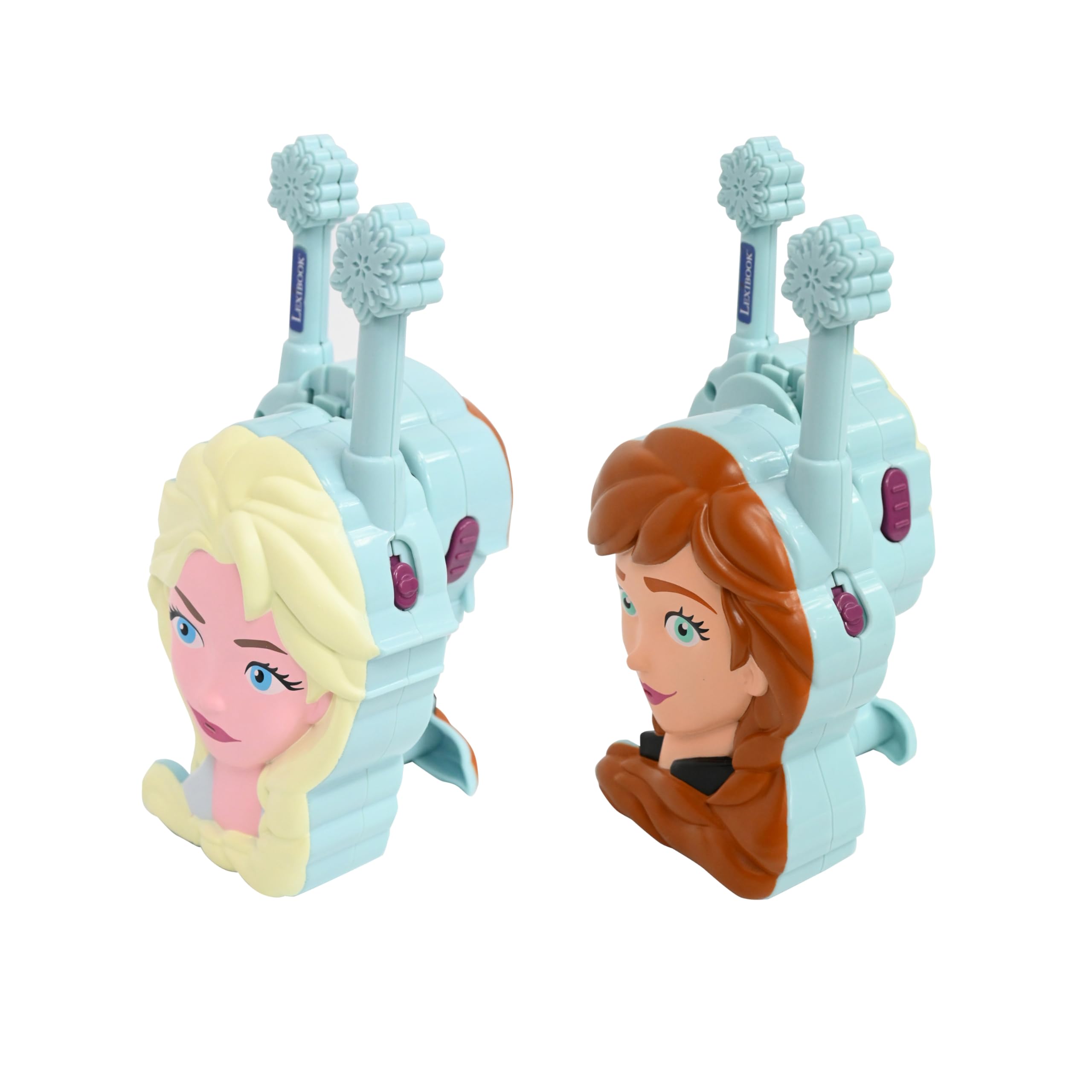 Lexibook, Frozen, Walkie-Talkies 3D, TW18FZ | Alcance 500m, 2 canales, clip cinturón, Anna y Elsa, azul